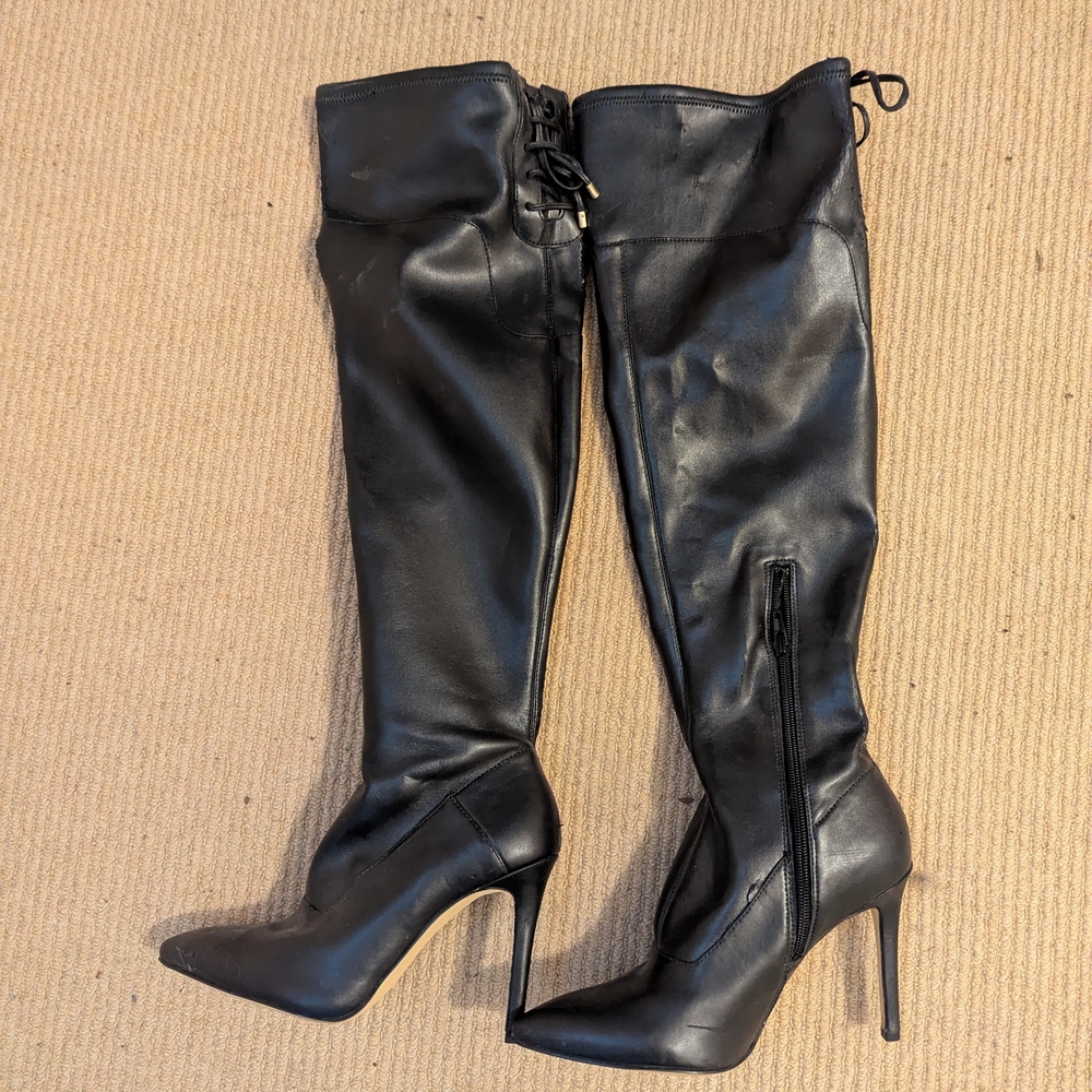 Black Knee-High Stiletto Boots